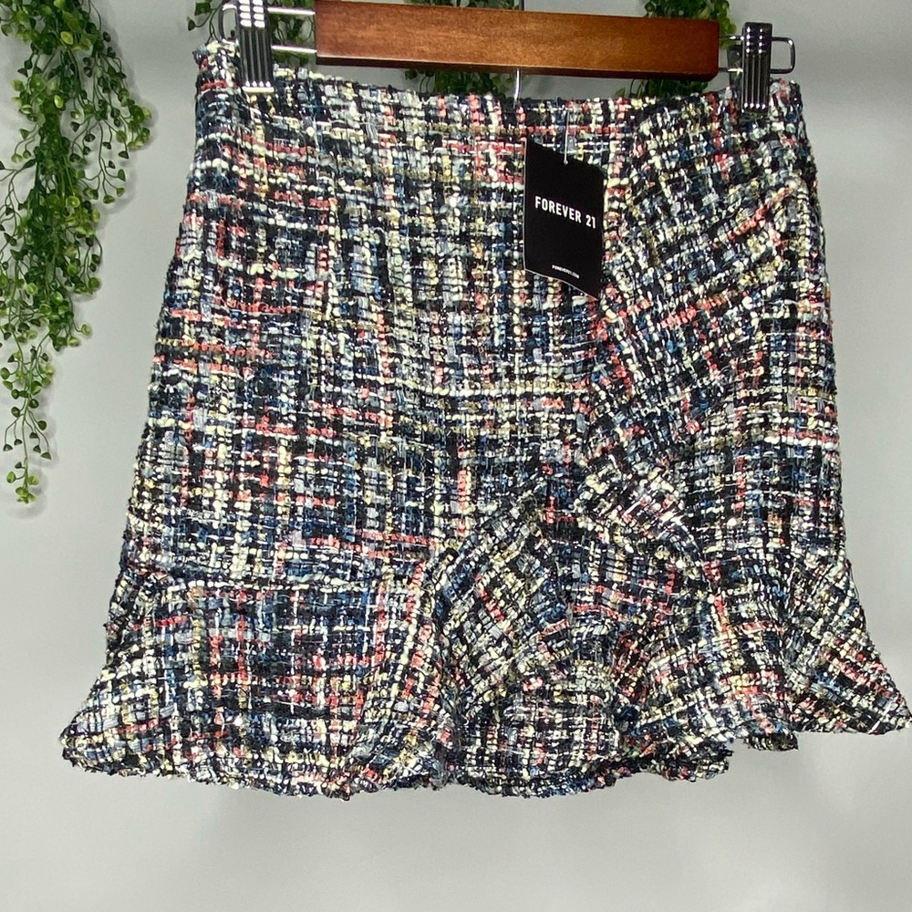 Plaid Tweed Skirt